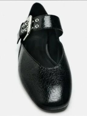 ZARA Black Patent Mary Jane Flats Size 38